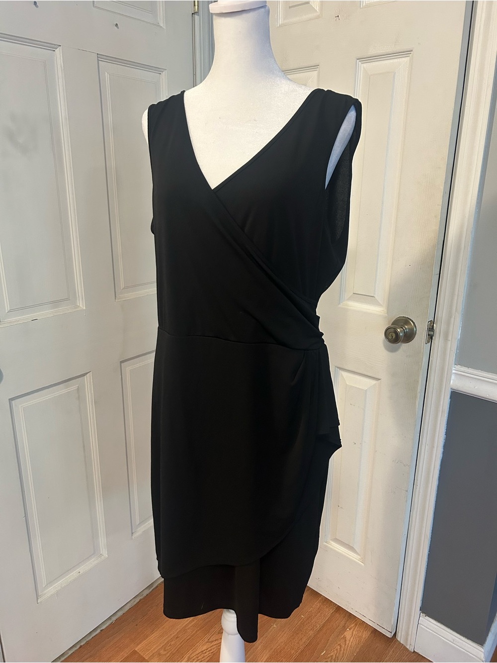 Joe Fresh Black Sleeveless Wrap-Effect Mini Dress